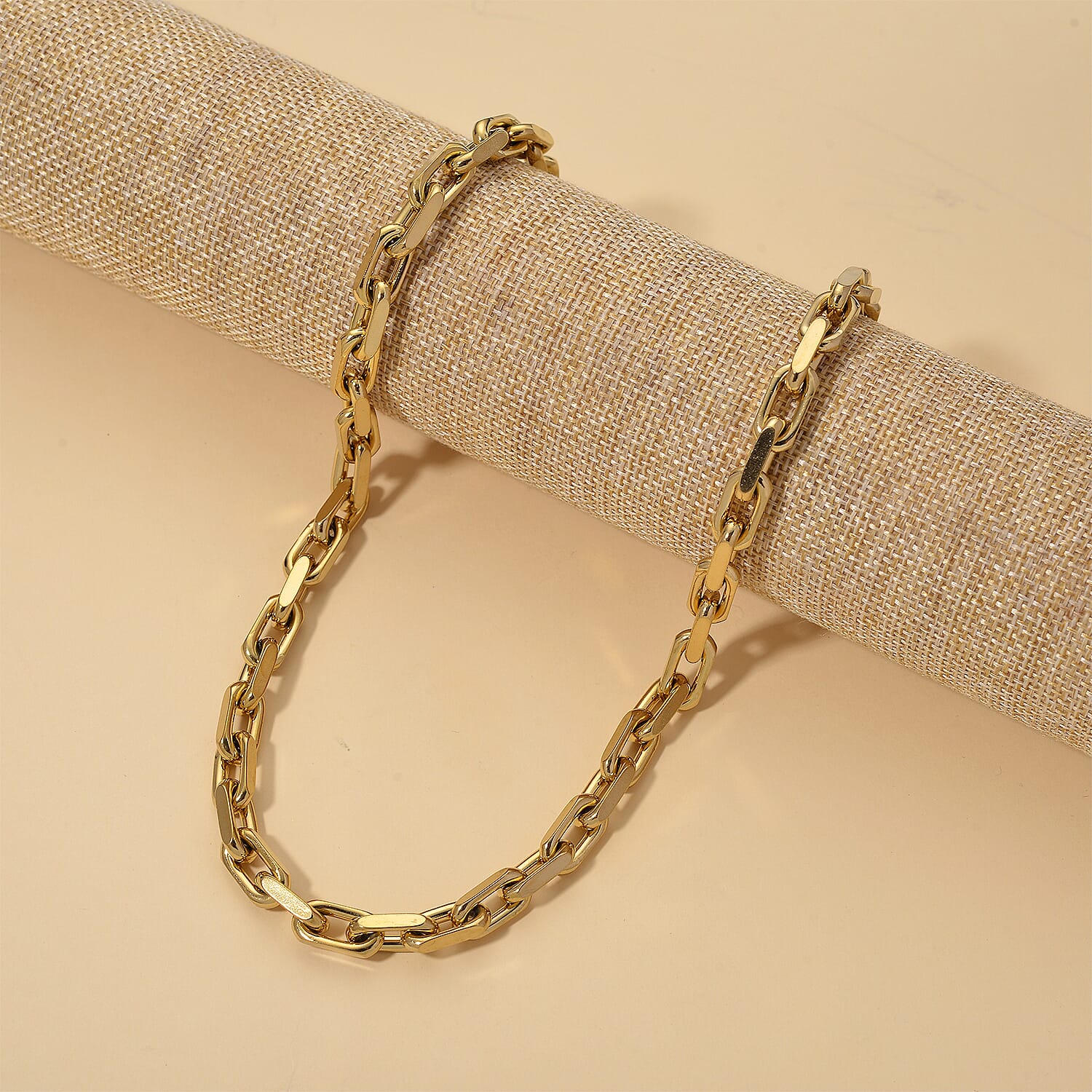 Designer Inspired Cable Link Necklace (Size - 20) in Yellow Gold Plated