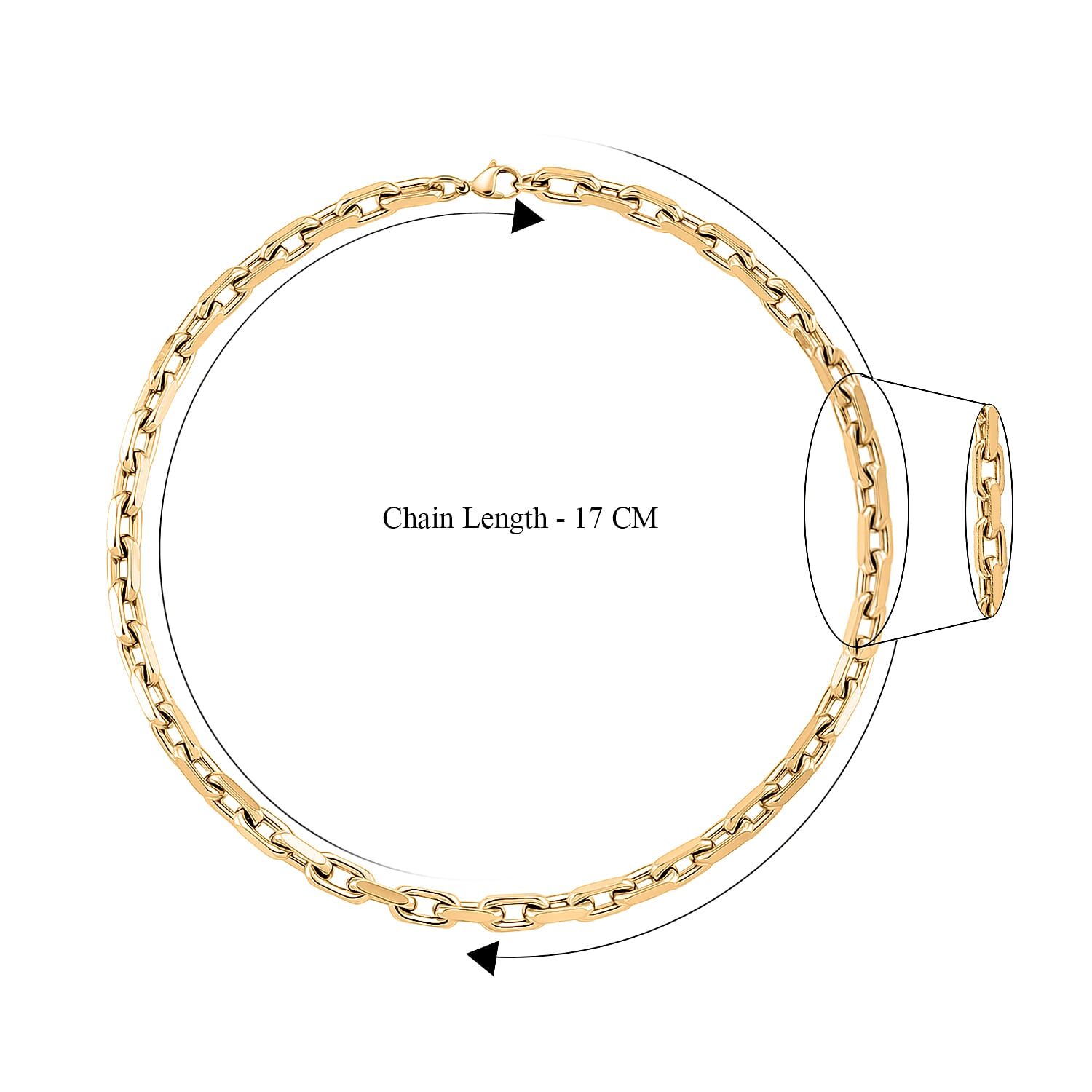 Designer Inspired Cable Link Necklace (Size - 20) in Yellow Gold Plated