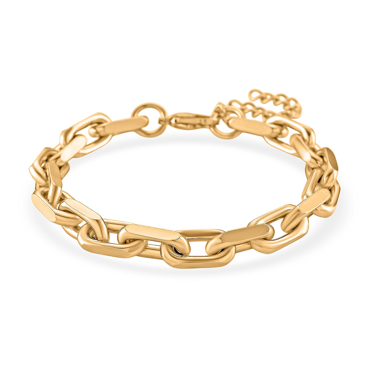 Designer Inspired Cable Link Bracelet (Size - 7.5 - 2 Ext) in Yellow Gold Plated