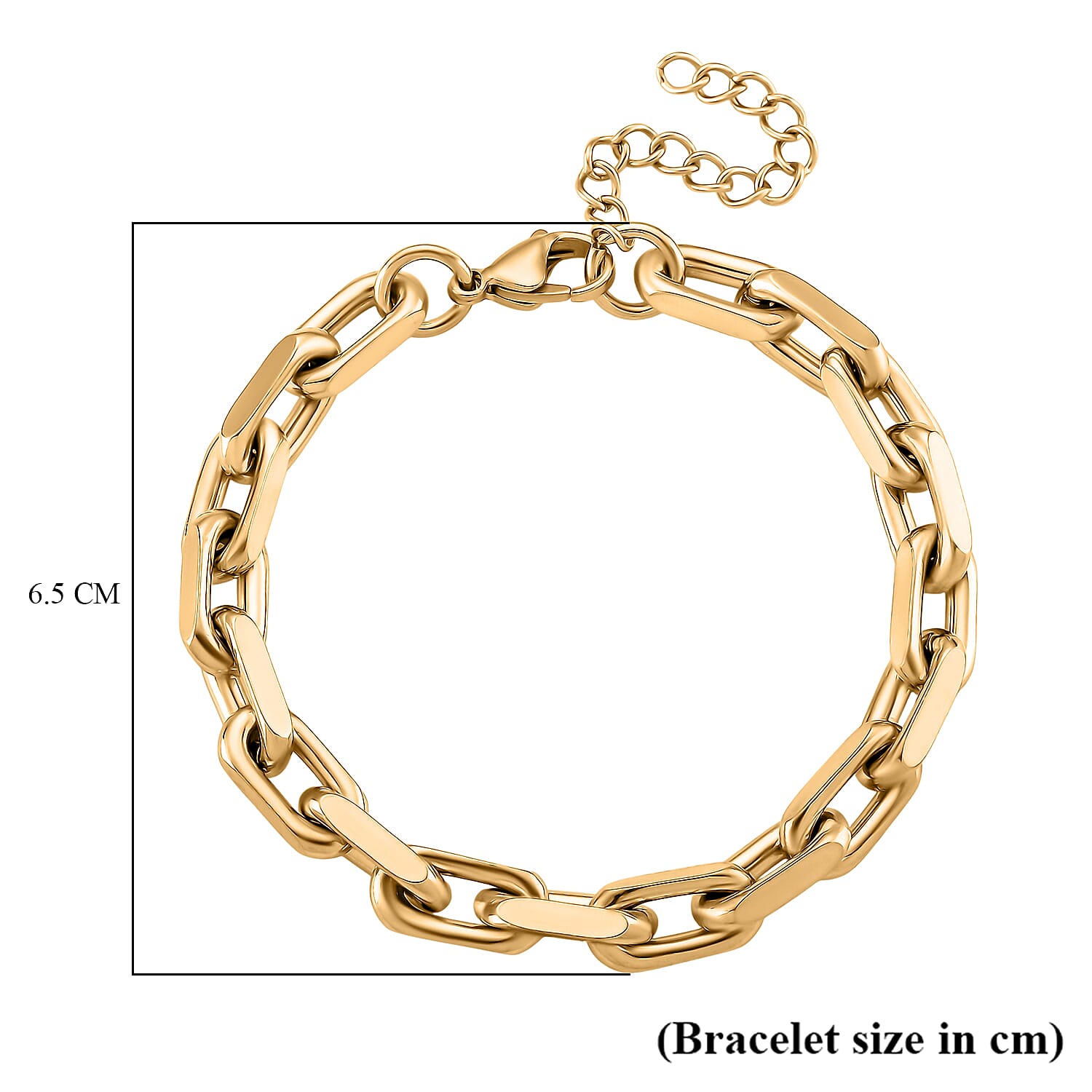 Designer Inspired Cable Link Bracelet (Size - 7.5 - 2 Ext) in Yellow Gold Plated