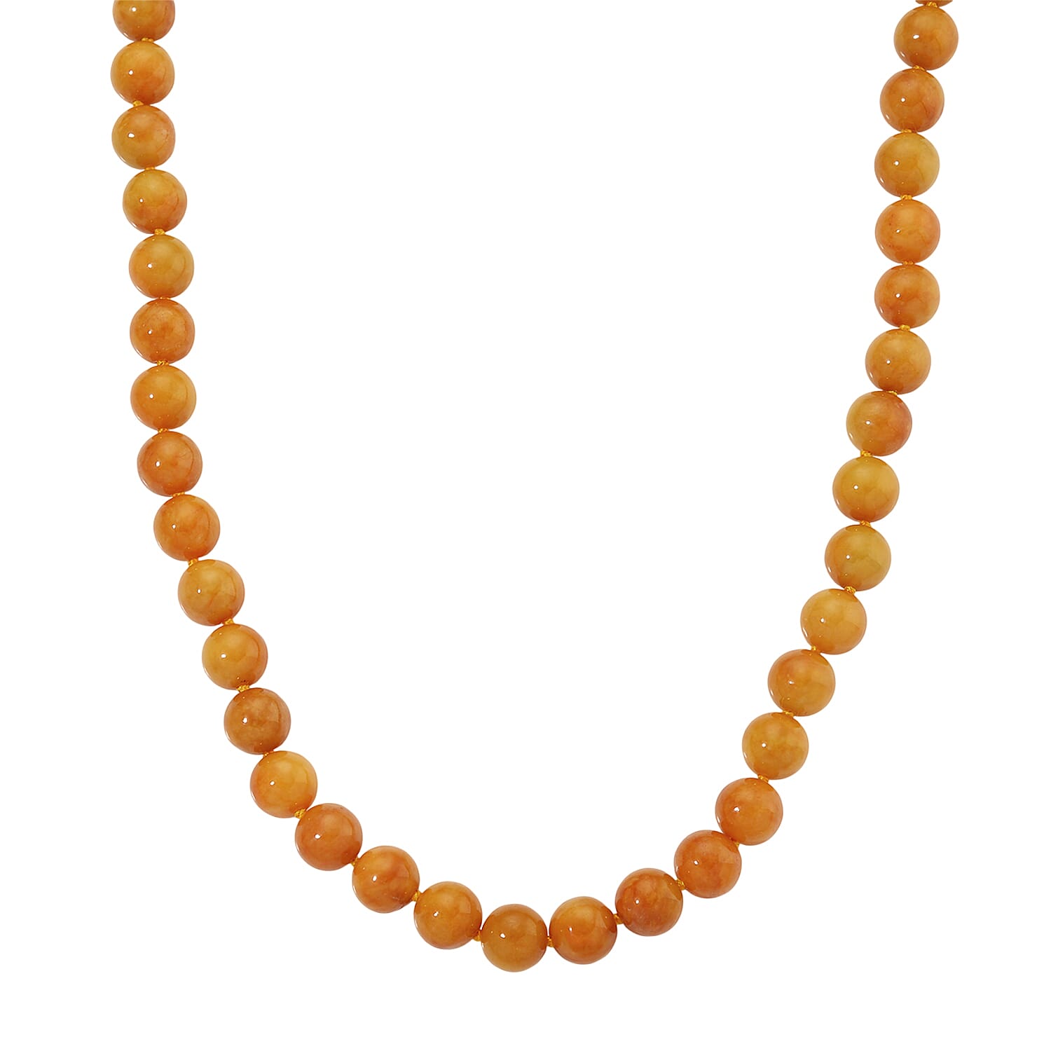 Honey Jade Beads Necklace (Size 20) with Magnetic Clasp in Yellow Gold Plated Sterling Silver 720.00 Ct.