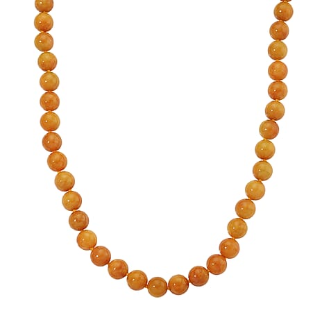 Honey Jade Beads Necklace (Size 20) with Magnetic Clasp in Yellow Gold Plated Sterling Silver 720.00 Ct.