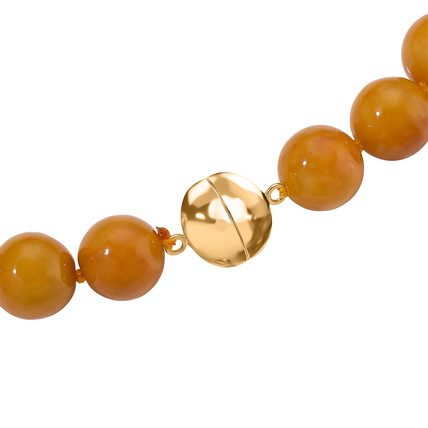 Honey Jade Beads Necklace (Size 20) with Magnetic Clasp in Yellow Gold Plated Sterling Silver 720.00 Ct.
