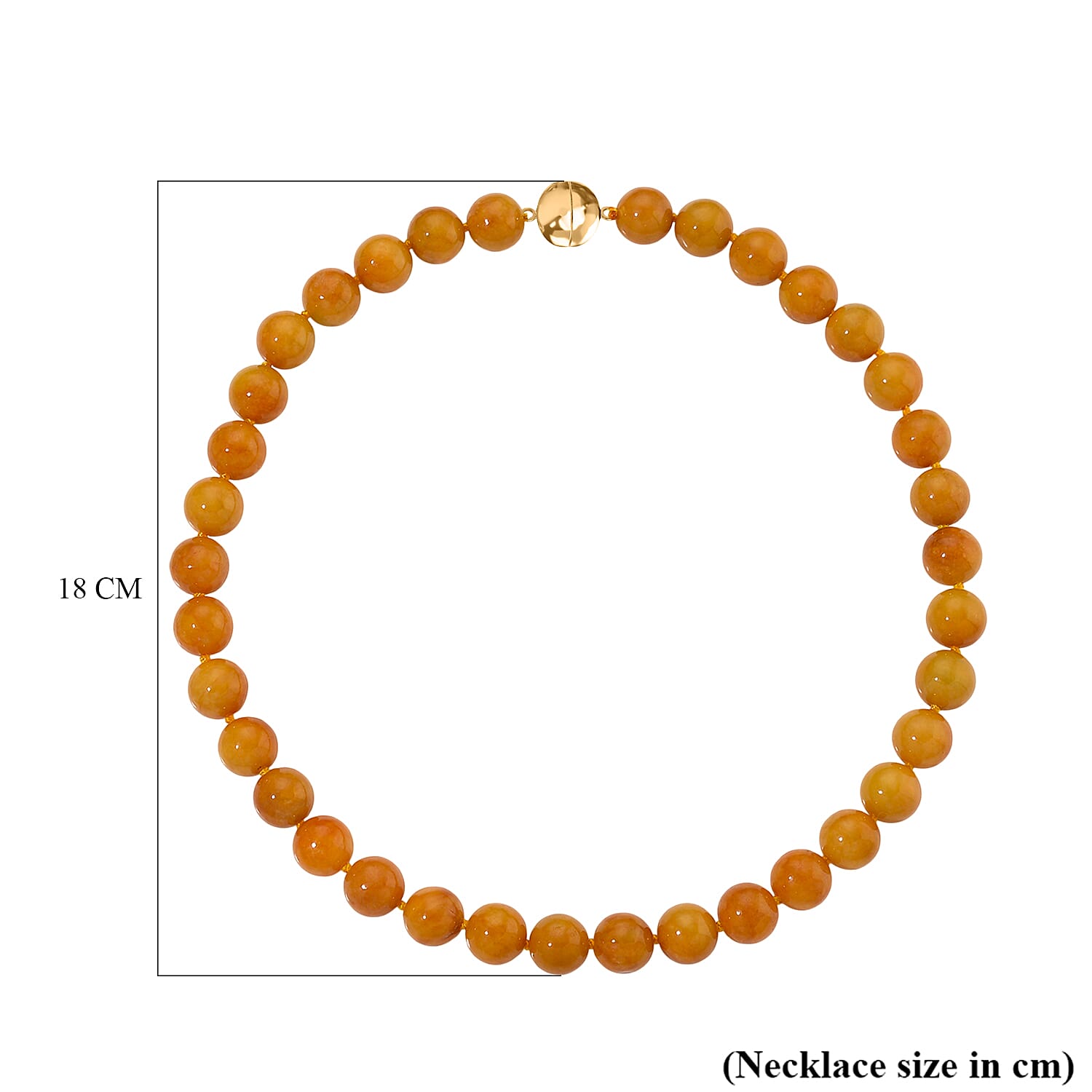 Honey Jade Beads Necklace (Size 20) with Magnetic Clasp in Yellow Gold Plated Sterling Silver 720.00 Ct.