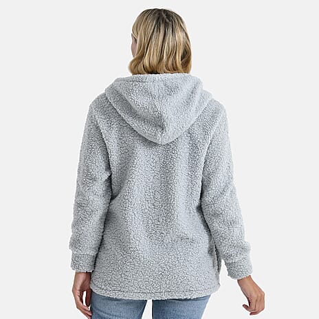 - Maisi Ladies Boucle Coat With Hood (Size XL) - Grey