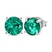 D'Joy Emeraldine Triplet Quartz Solitaire Stud Push Post Earring with Push Back in Platinum Overlay Sterling Silver 4.88 Ct.