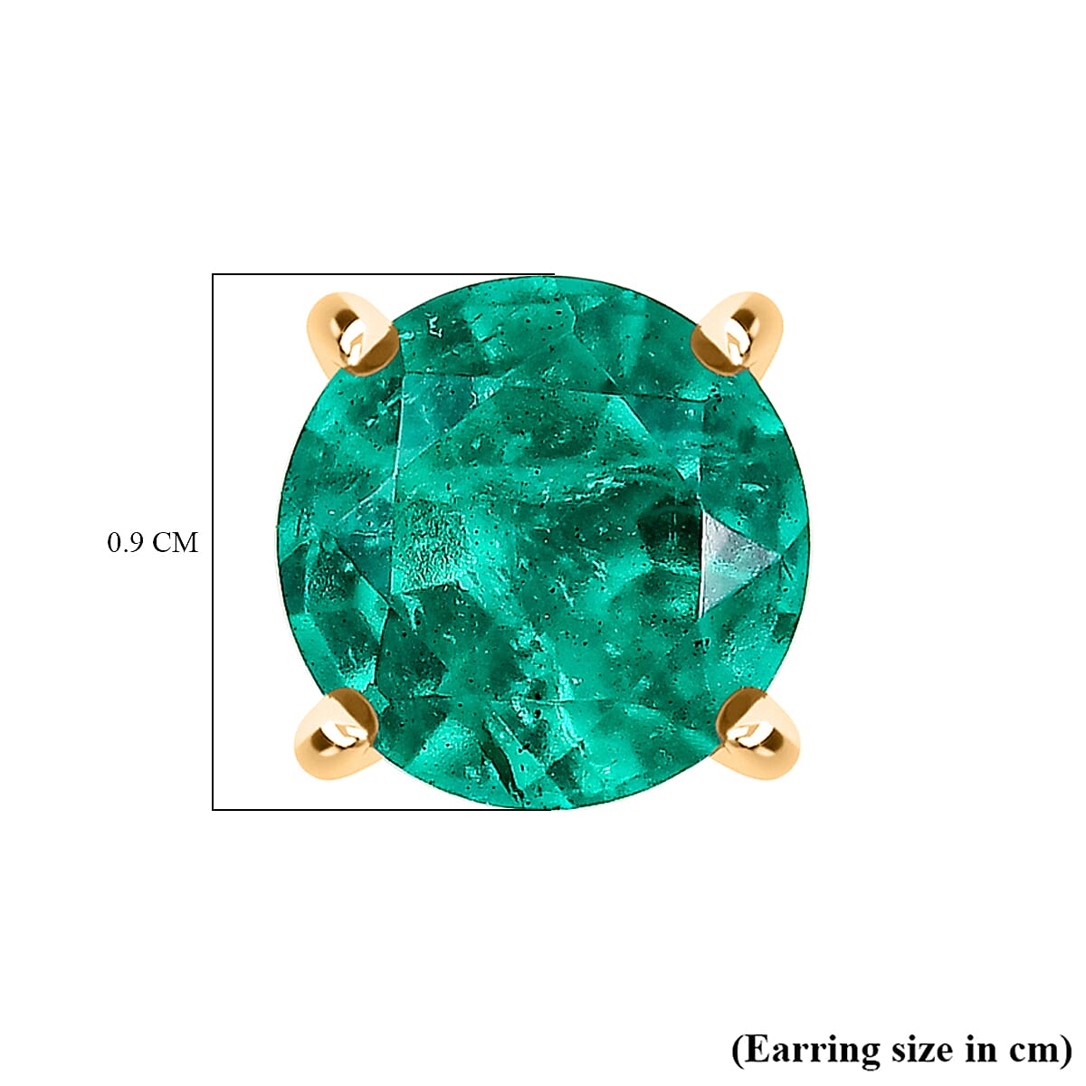 Emeraldine Triplet Quartz Solitaire Stud Push Post Earring in Yellow Gold Plated Sterling Silver 4.88 Ct.