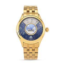 William Hunt Limited Edition Celestial Constellation Automatic Movt Watch With Rotating Globe 3ATM Water Resistance Presented in a Gift Box - Gold