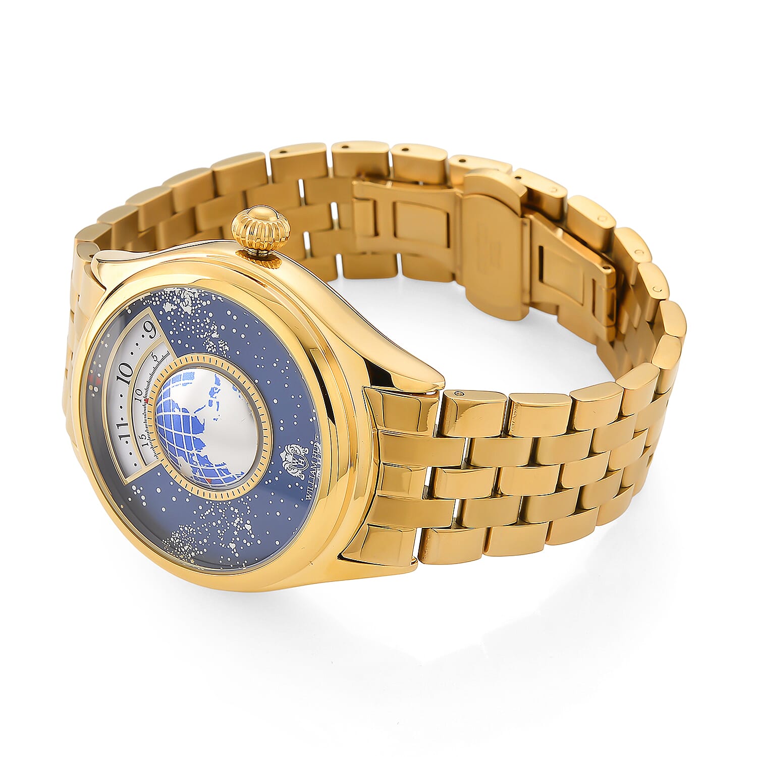William Hunt Limited Edition Celestial Constellation Automatic Movt Watch With Rotating Globe 3ATM Water Resistancy Presented in a Gift Box - Gold