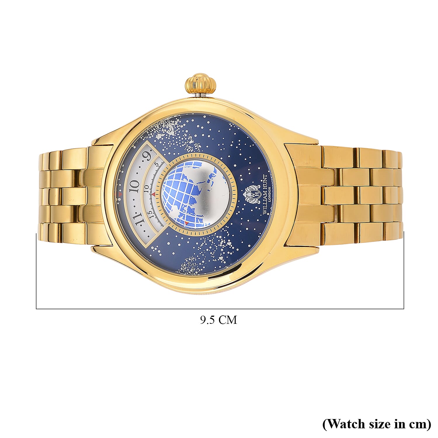 William Hunt Limited Edition Celestial Constellation Automatic Movt Watch With Rotating Globe 3ATM Water Resistancy Presented in a Gift Box - Gold