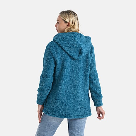 - Maisi Ladies Boucle Coat With Hood (Size S) - Blue