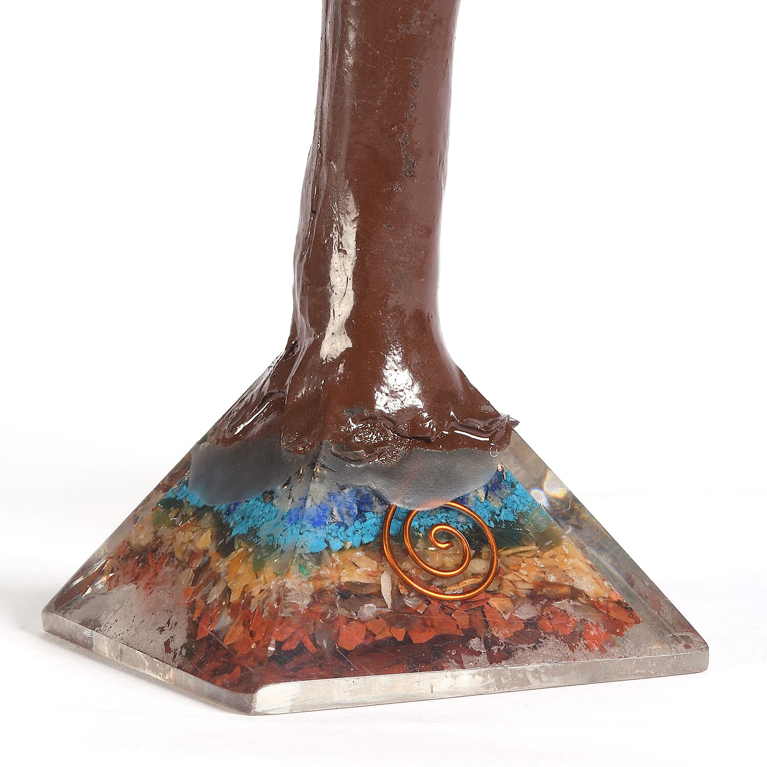 LIVMORE Seven Chakra Gemstone Tree with Orgone Base (23 cm) - Multicolour