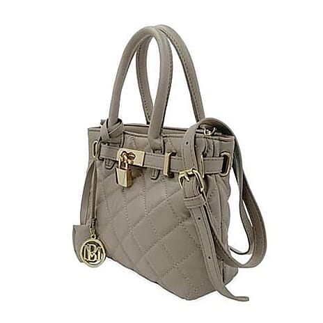Closeout Deal- Badgley Mischka Diamond Quilted Vegan Leather Tote Bag - Sage