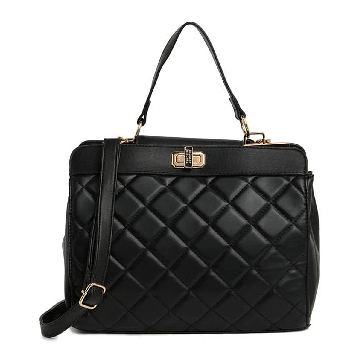 Closeout Deal- Badgley Mischika Quilted Vegan Leather Tote Bag - Black