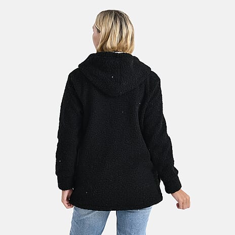 - Maisi Ladies Boucle Coat With Hood (Size M) - Black