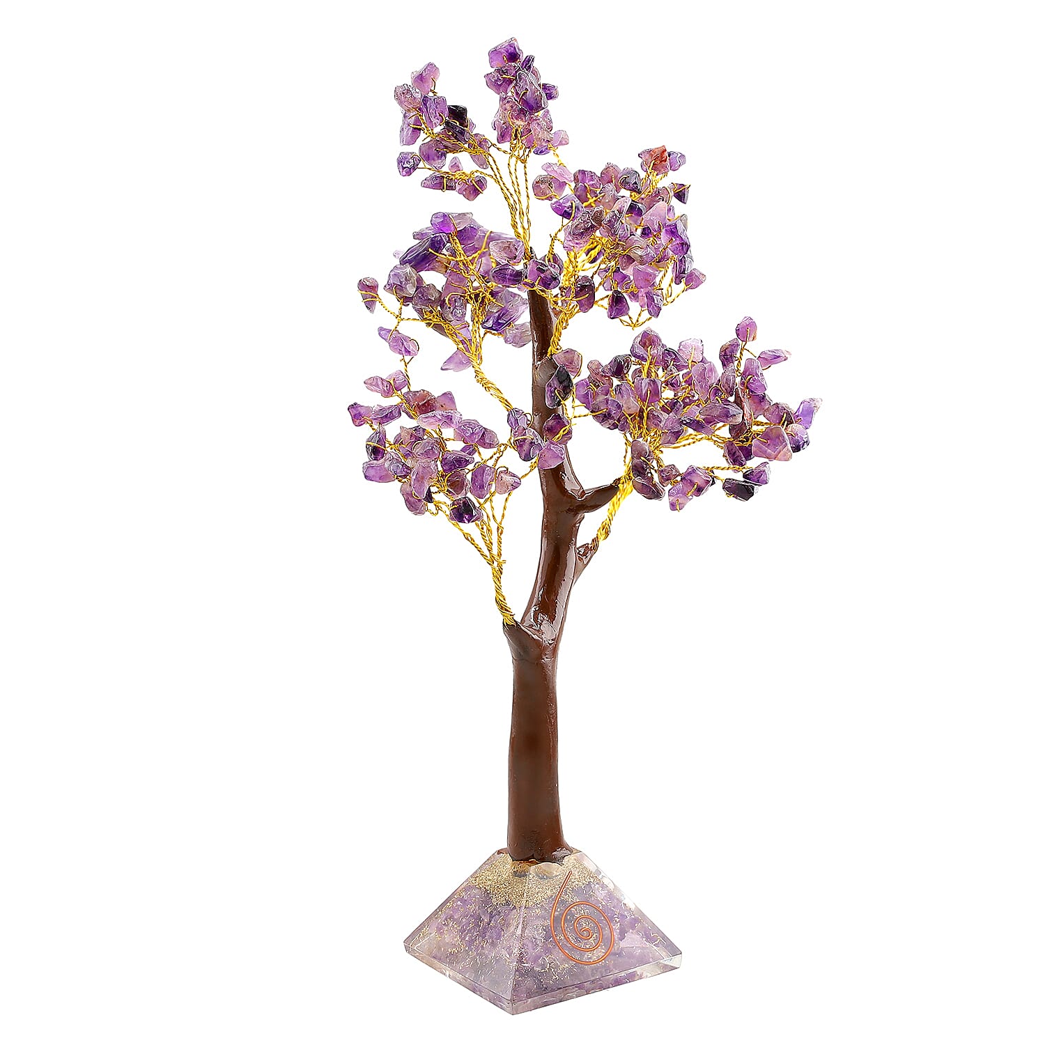 LIVMORE Amethyst Gemstone Tree with Orgone Base (23 cm) - Purple