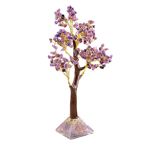 LIVMORE Amethyst Gemstone Tree with Orgone Base (23 cm) - Purple