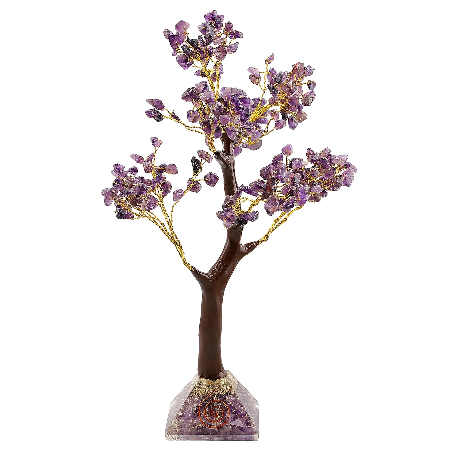 LIVMORE Amethyst Gemstone Tree with Orgone Base (23 cm) - Purple