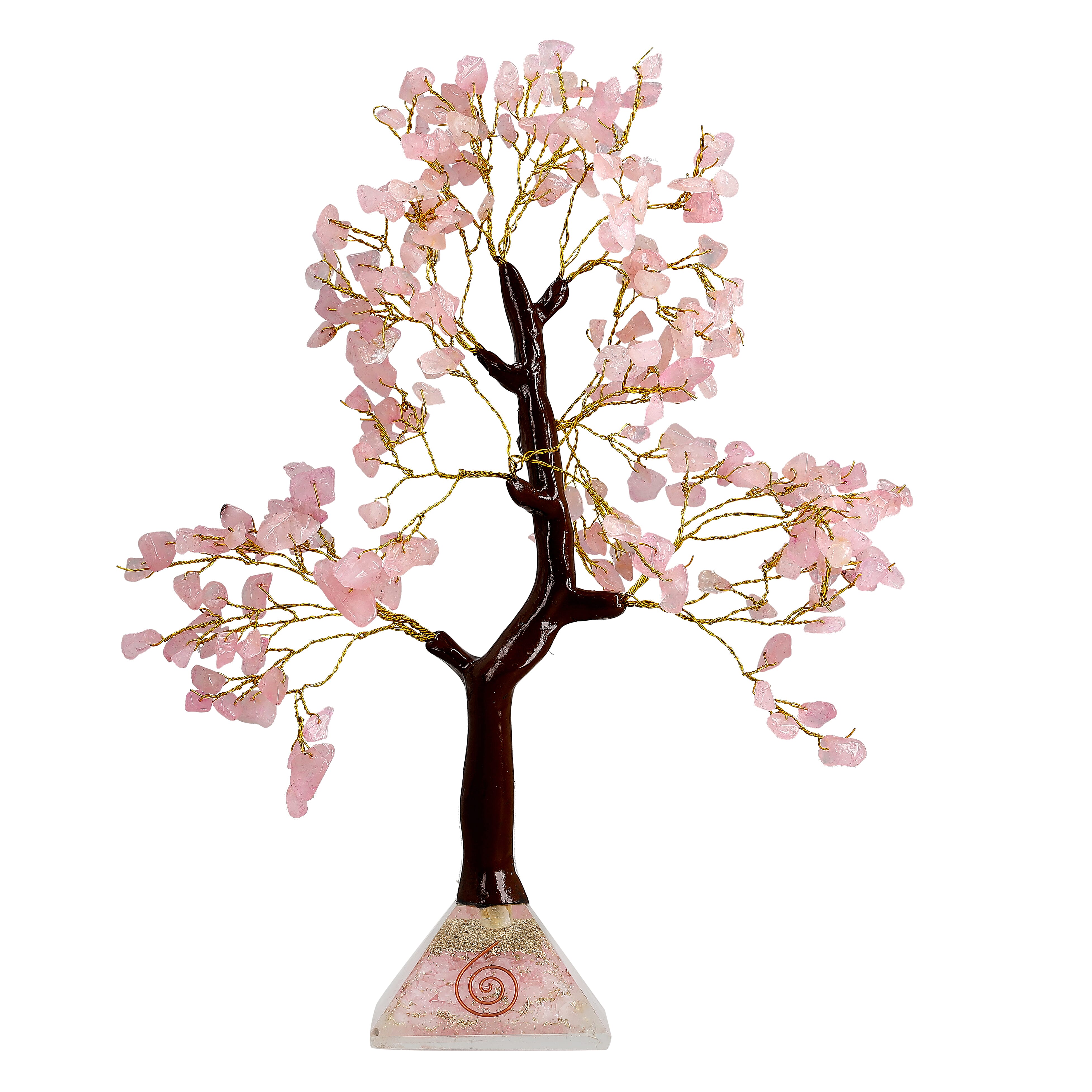 LIVMORE Rose Quartz Gemstone Tree with Orgone Base (23 cm) - Rose