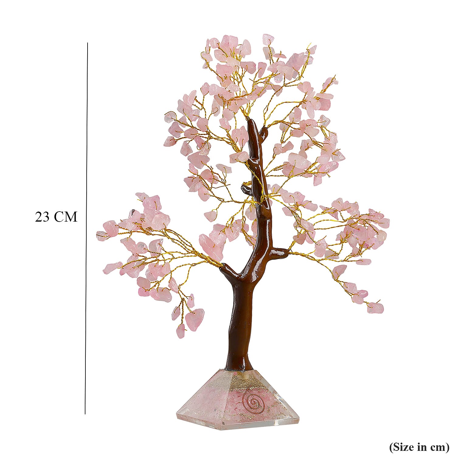 LIVMORE Rose Quartz Gemstone Tree with Orgone Base (23 cm) - Rose