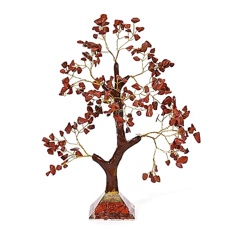 LIVMORE Red Jasper Gemstone Tree with Orgone Base (23 cm)
