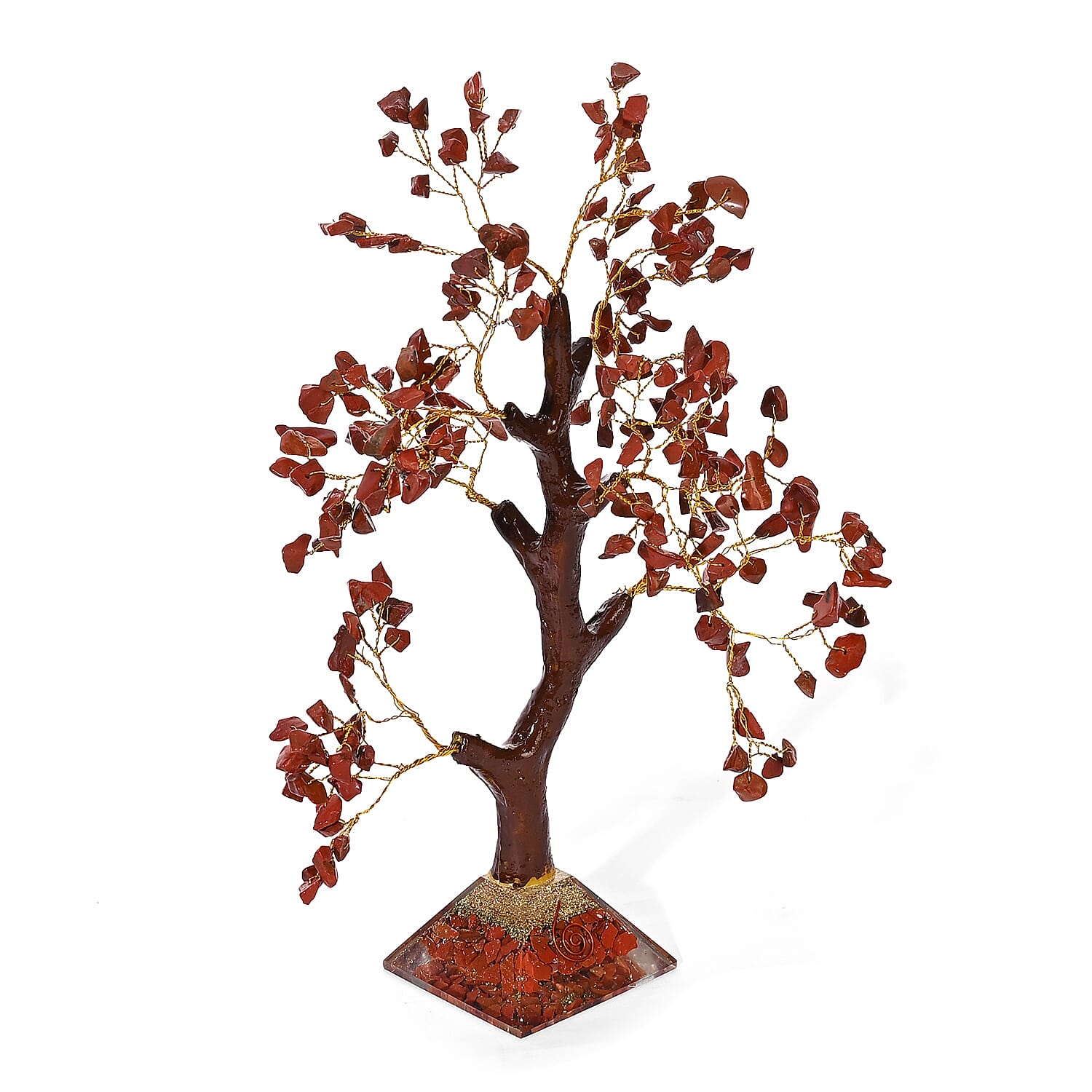 LIVMORE Red Jasper Gemstone Tree with Orgone Base (23 cm)