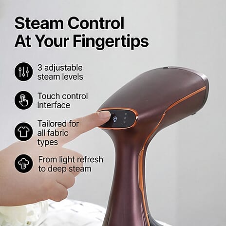 Bliss - Beyond Handheld Garment Steamer with 320ml Tank, Ceramic Plate - 3 Steam Levels (1780W) - Coffee