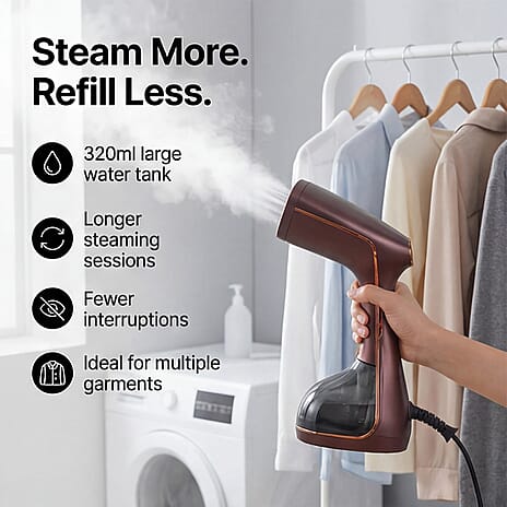 Bliss - Beyond Handheld Garment Steamer with 320ml Tank, Ceramic Plate - 3 Steam Levels (1780W) - Coffee