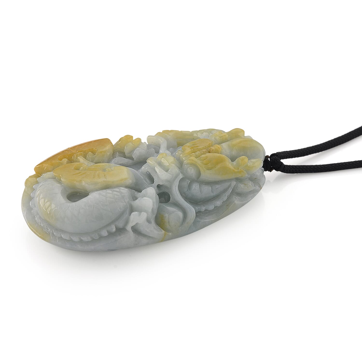 Type A Natural Bi Colour Honey Jade Dragon  Necklace with Cotton Thread (Size 32 Adjustable) 595.000  Ct.