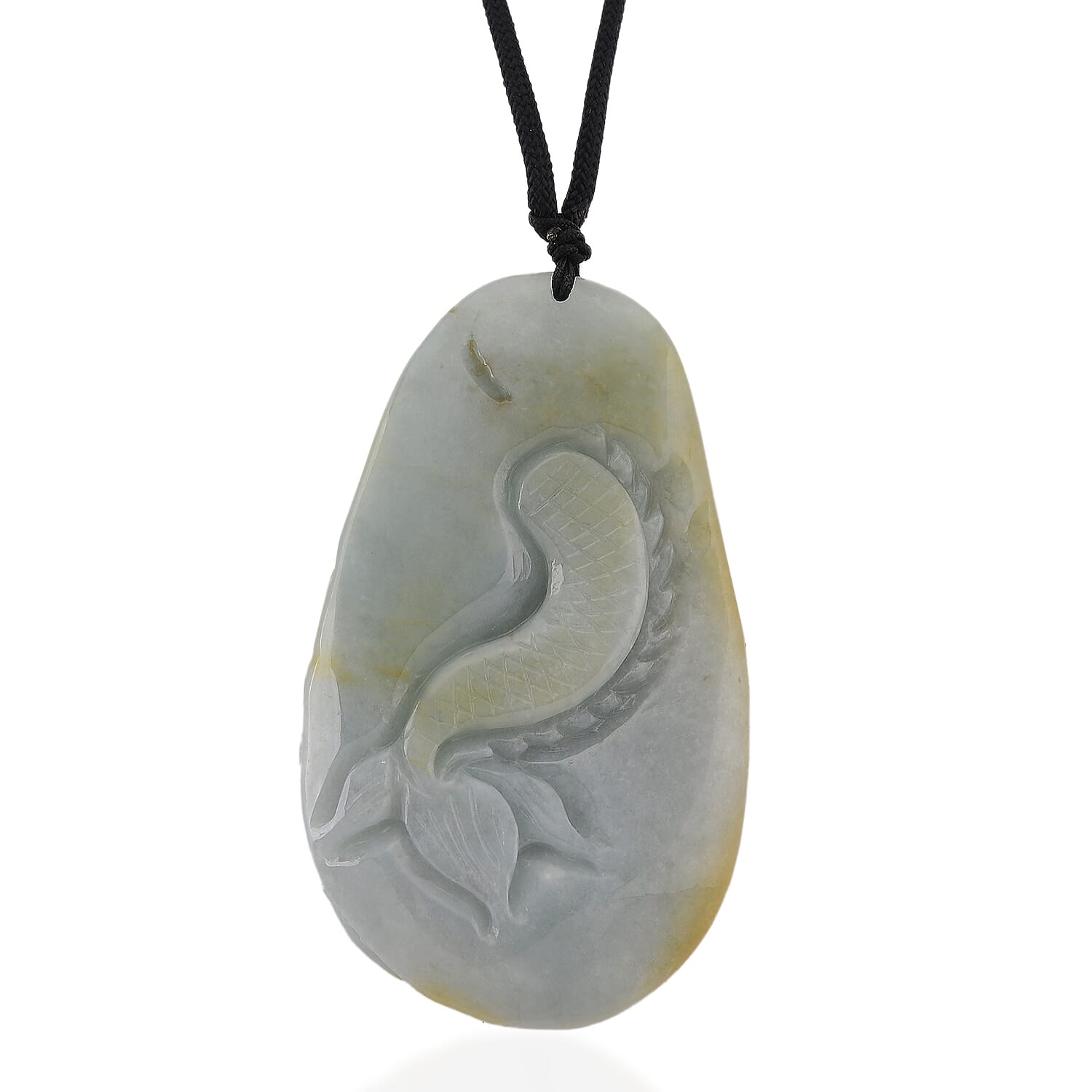 Type A Natural Bi Colour Honey Jade Dragon  Necklace with Cotton Thread (Size 32 Adjustable) 595.000  Ct.