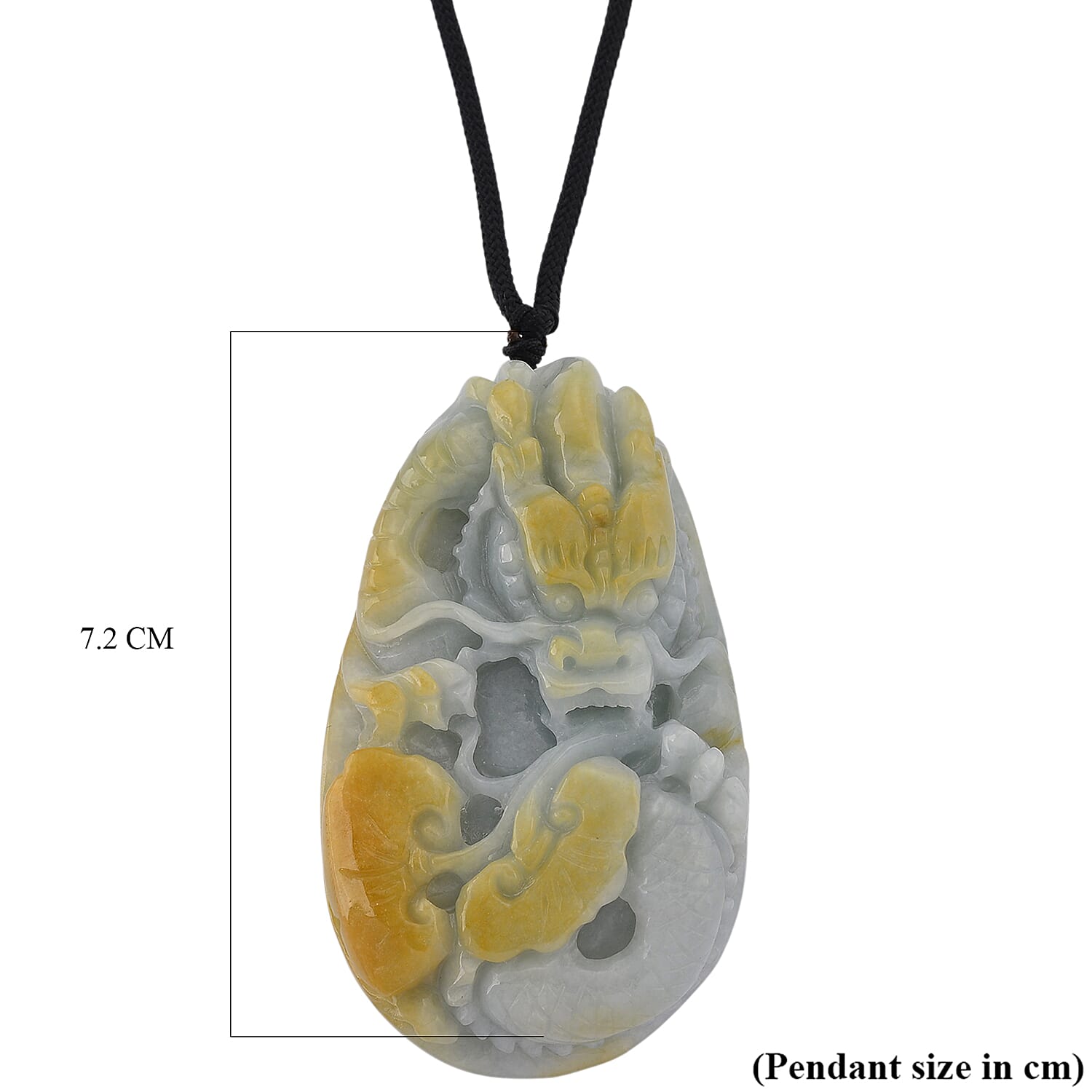 Type A Natural Bi Colour Honey Jade Dragon  Necklace with Cotton Thread (Size 32 Adjustable) 595.000  Ct.