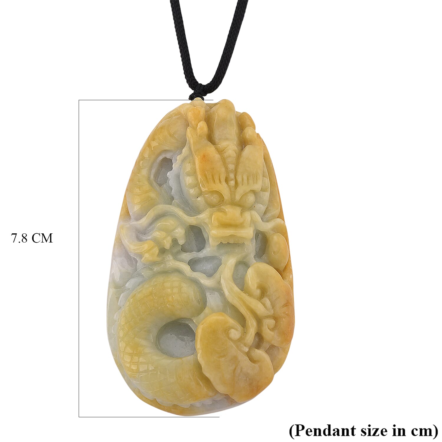 Type A Natural Bi Colour Honey Jade Dragon Necklace with Cotton Thread (Size 30 Adjustable) 560.00 Ct.