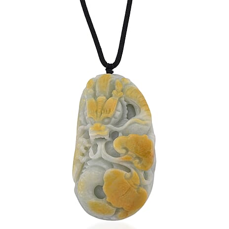 Type A Natural Bi Colour Honey Jade Dragon  Necklace with Cotton Thread (Size 30 Adjustable) 585.00 Ct.