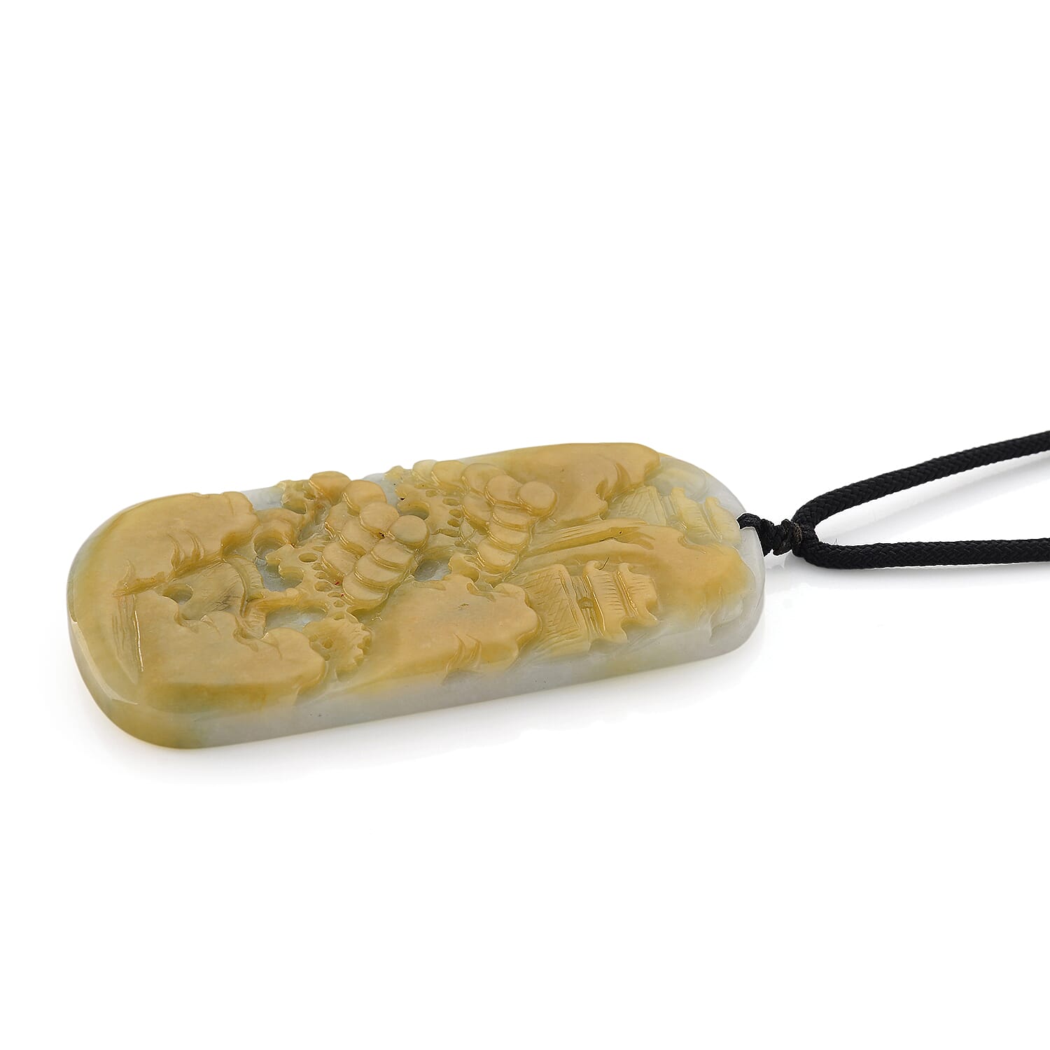 Type A Natural Bi Colour Honey Jade Necklace with Cotton Thread (Size 30 Adjustable)