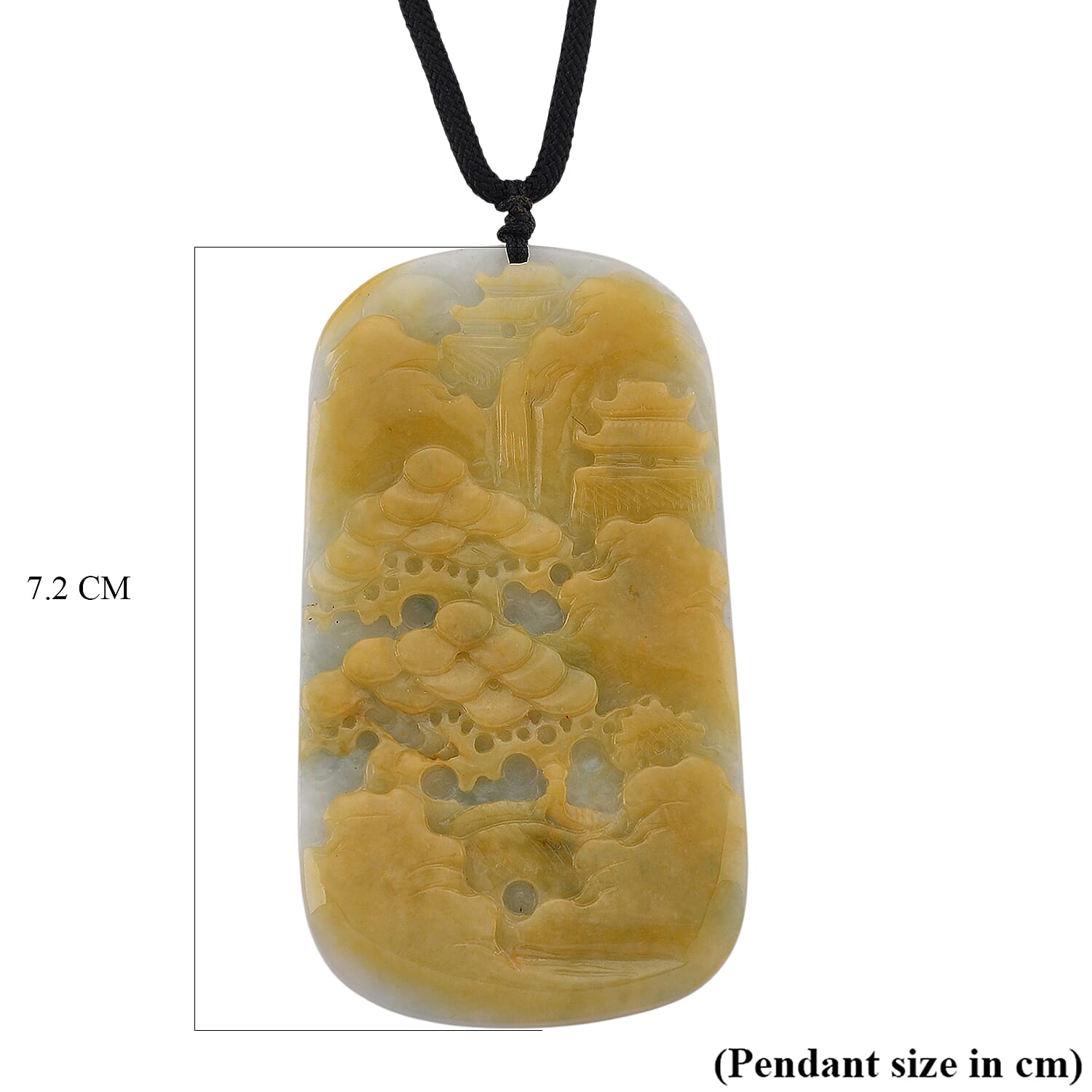 Type A Natural Bi Colour Honey Jade Necklace with Cotton Thread (Size 30 Adjustable)