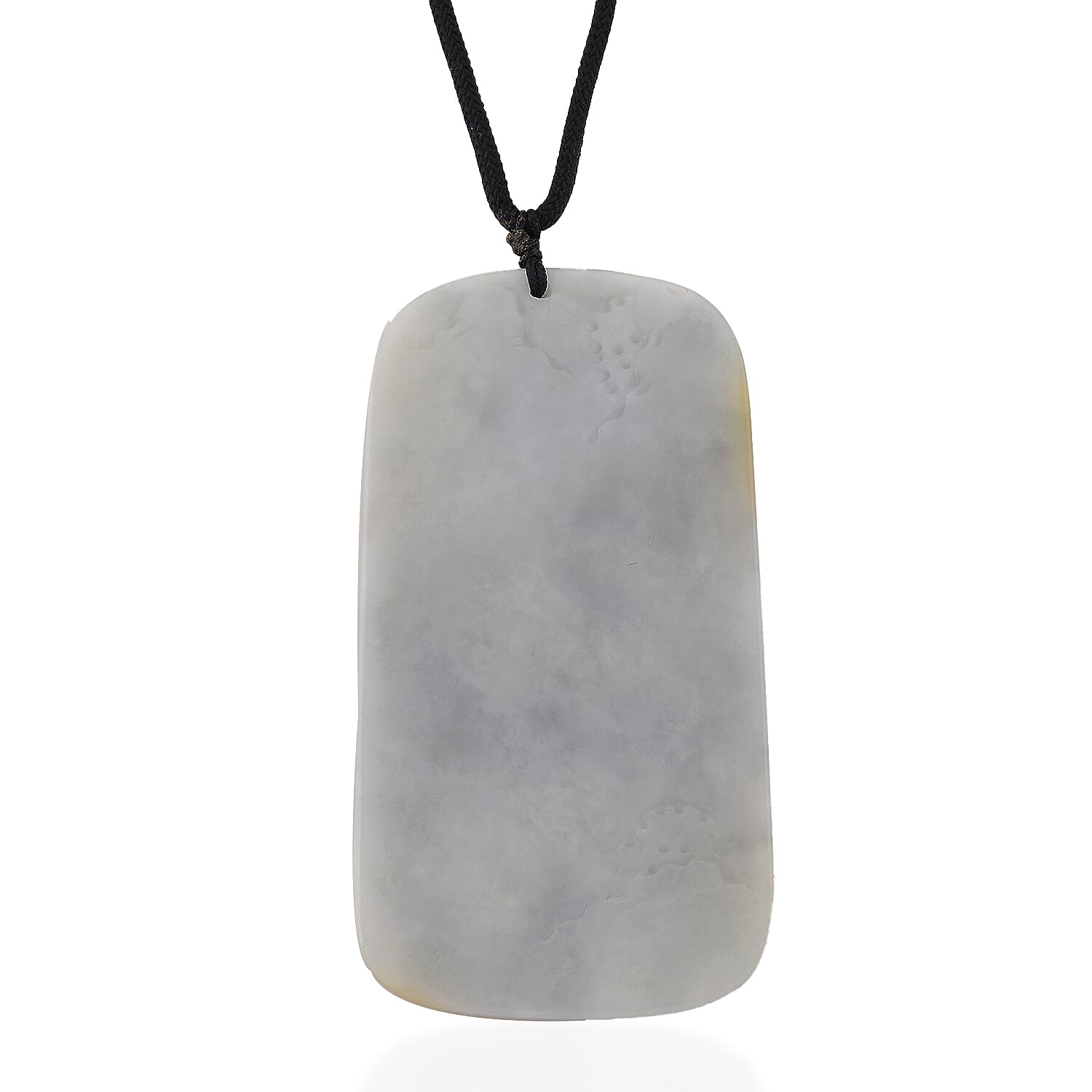 Type A Natural Bi Colour Honey Jade Hand Carved Necklace with Cotton Thread (Size 30 Adjustable)