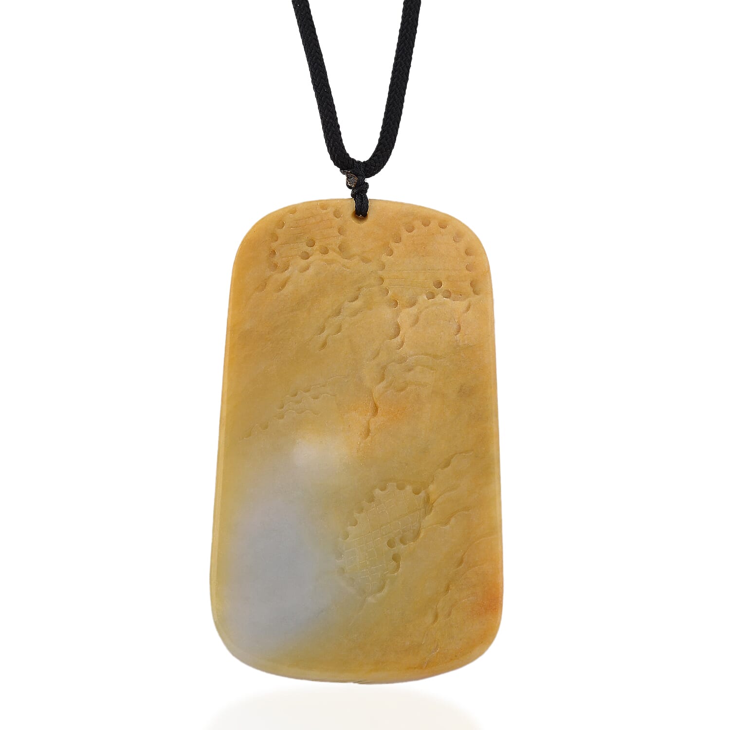 Type A Natural Bi Colour Honey Jade Hand Carved Necklace with Cotton Thread (Size 30 Adjustable) 270.00 Ct.