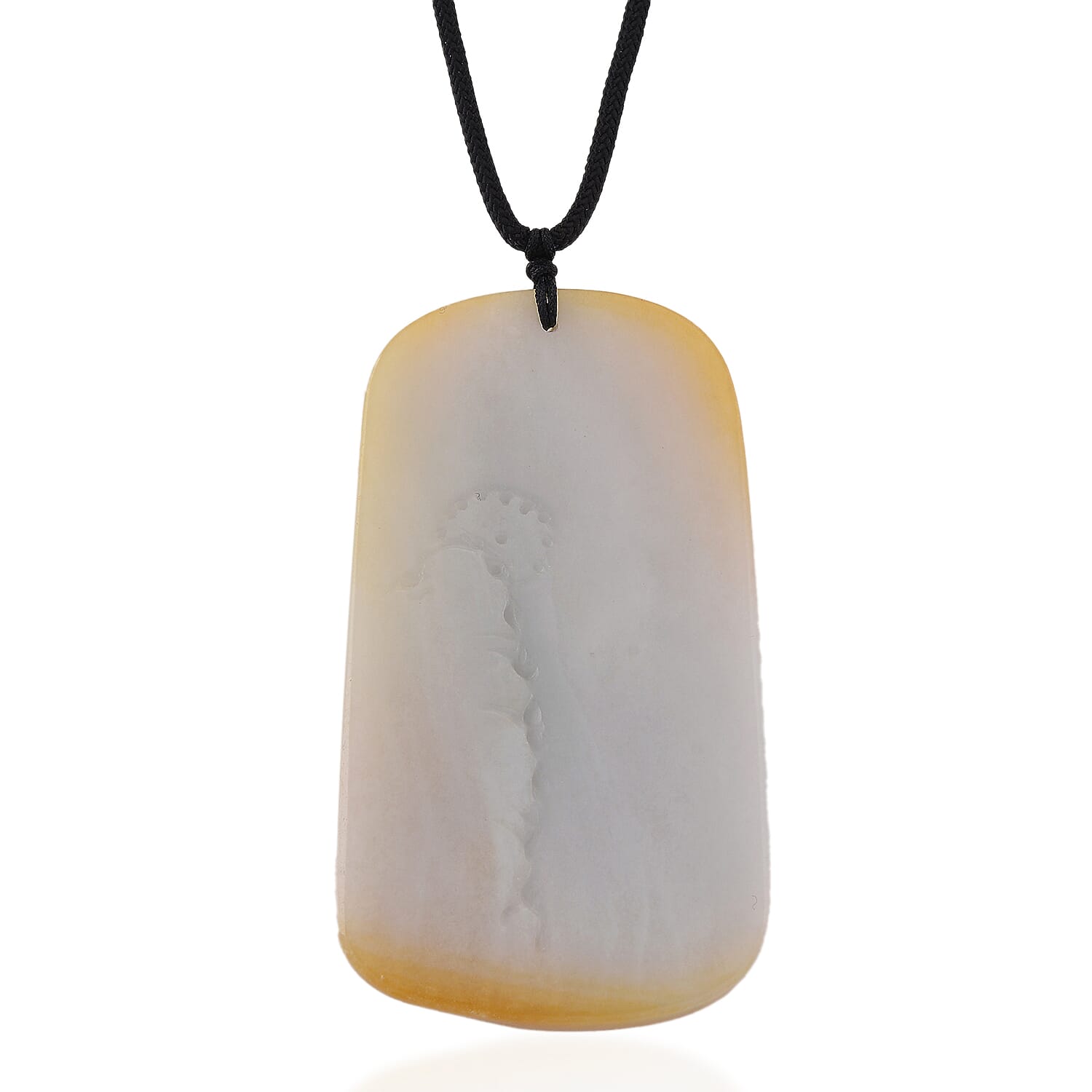 Type A Natural Bi Colour Honey Jade Hand Carved Necklace with Cotton Thread (Size 30 Adjustable) 380.00 Ct.