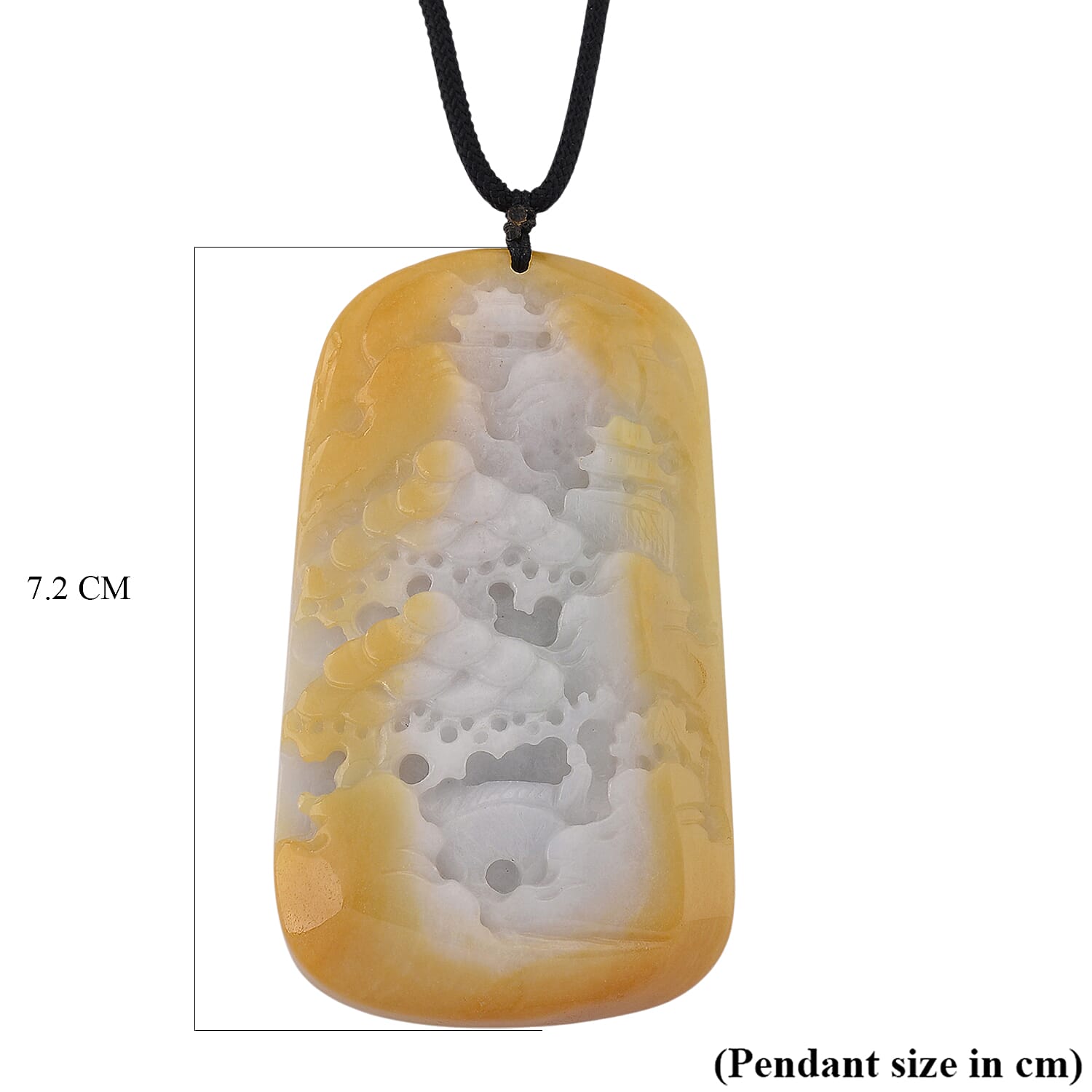 Type A Natural Bi Colour Honey Jade Hand Carved Necklace with Cotton Thread (Size 30 Adjustable) 380.00 Ct.