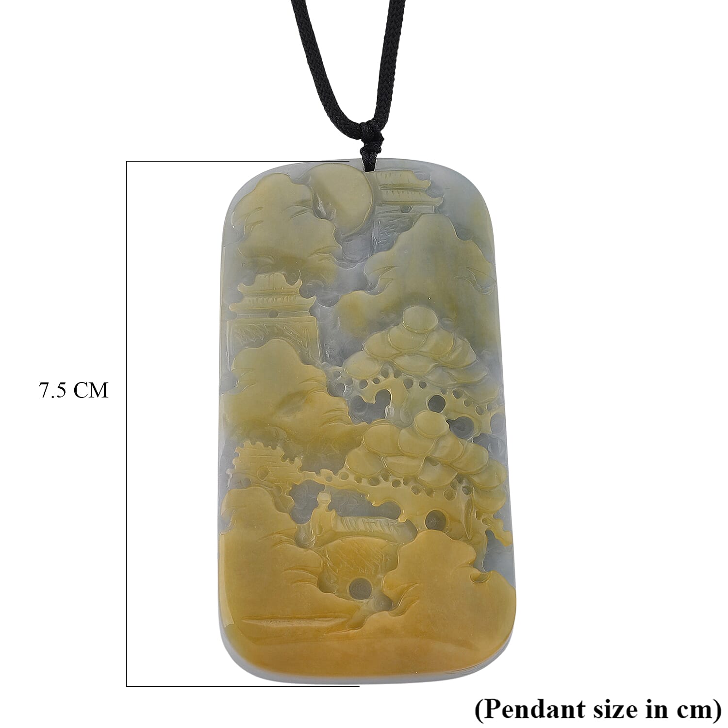 Type A Natural Bi Colour Honey Jade Hand Carved Necklace with Cotton Thread (Size 30 Adjustable) 515.00 Ct.