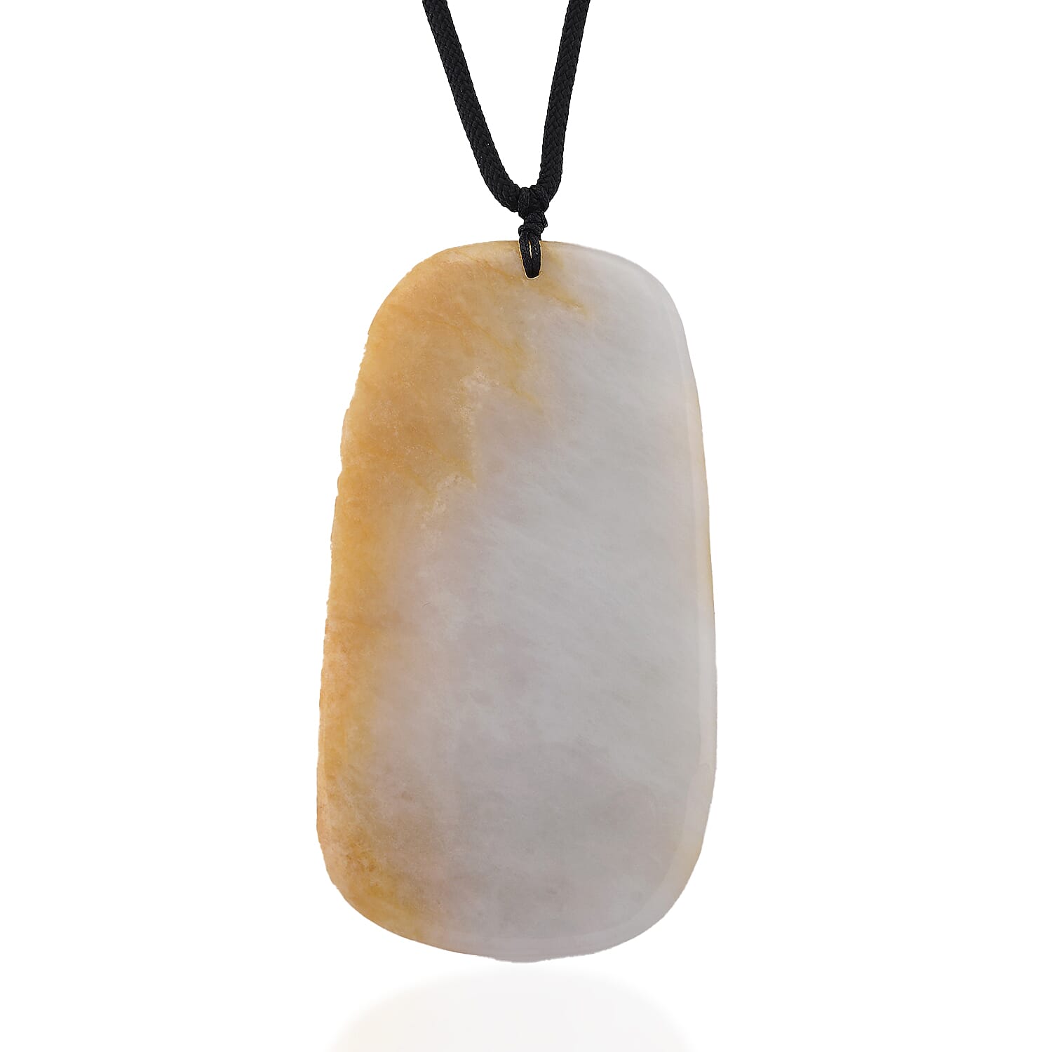 Type A Natural Bi Colour Honey Jade Hand Carved Necklace with Cotton Thread (Size 30 Adjustable) 250.00 Ct.