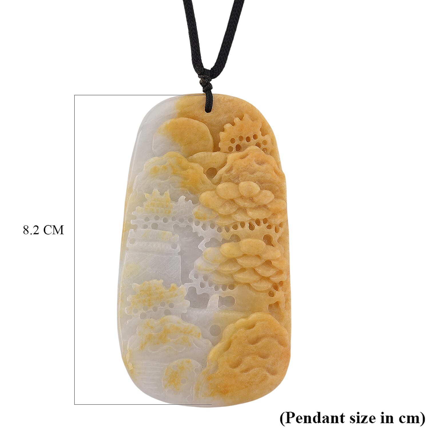 Type A Natural Bi Colour Honey Jade Hand Carved Necklace with Cotton Thread (Size 30 Adjustable) 250.00 Ct.