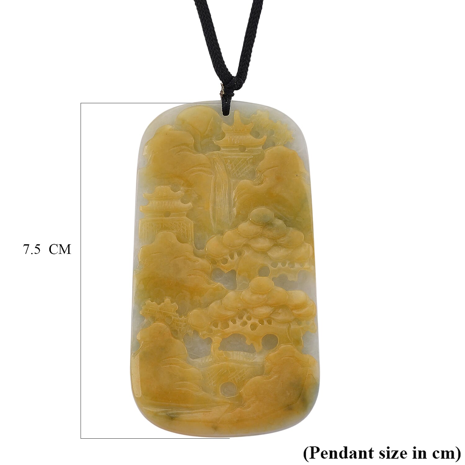 Type A Natural Bi Colour Honey Jade Hand Carved Necklace with Cotton Thread (Size 28 Adjustable) 285.00 Ct.