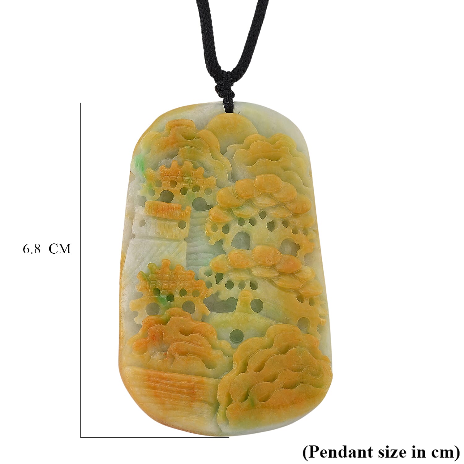 Type A Natural Bi Colour Honey Jade Hand Carved Necklace with Cotton Thread (Size 30 Adjustable) 275.00 Ct.