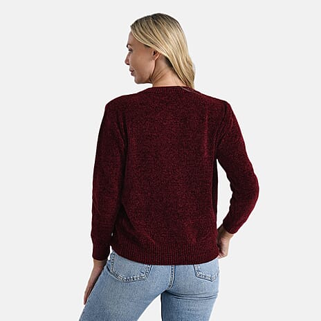 & Maisi Chenille Patterned Jumper (Size - L-XL) - Red