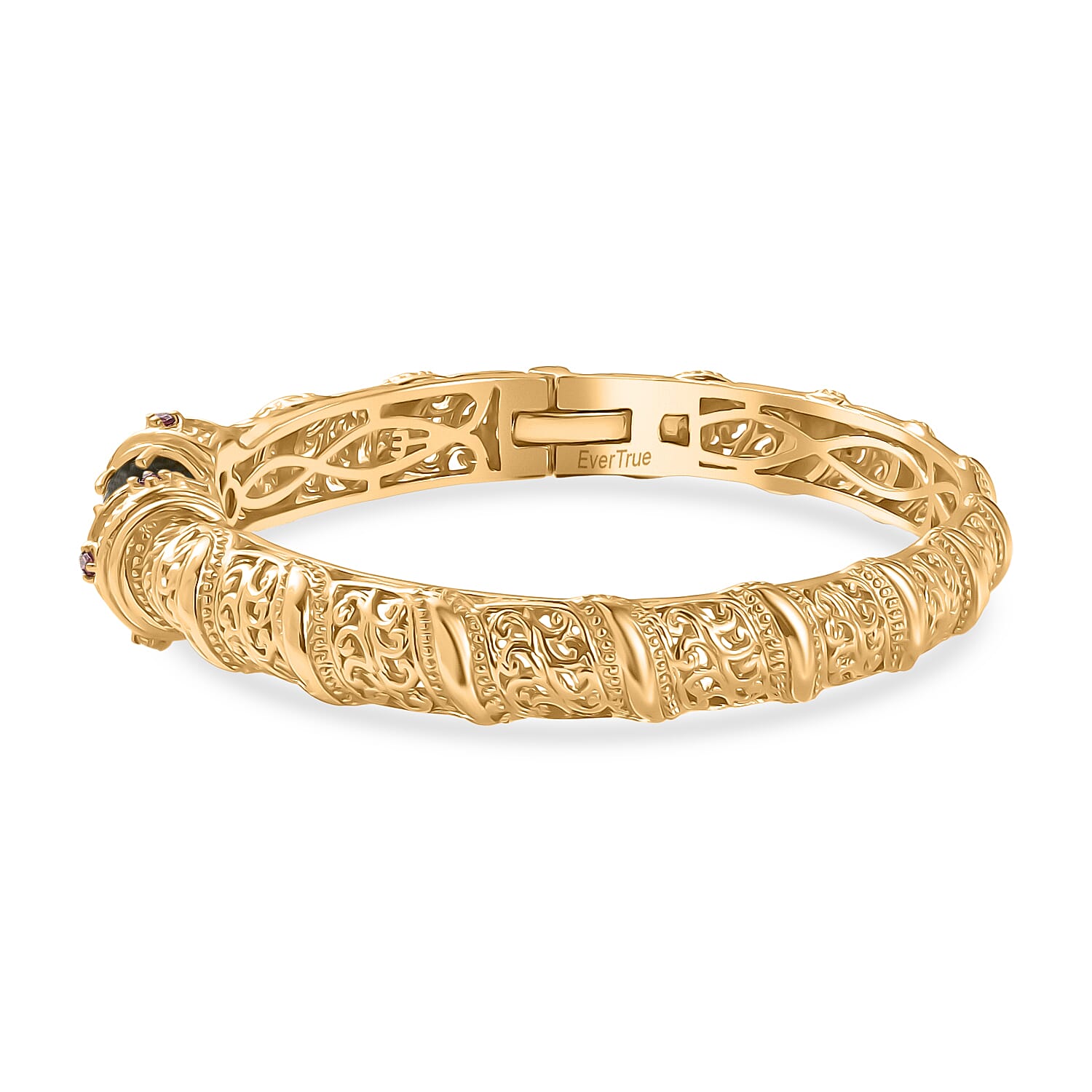 EverTrue Labradorite, Orissa Rose Garnet Full Bangle Pure Yellow Brass  5.248  Ct.