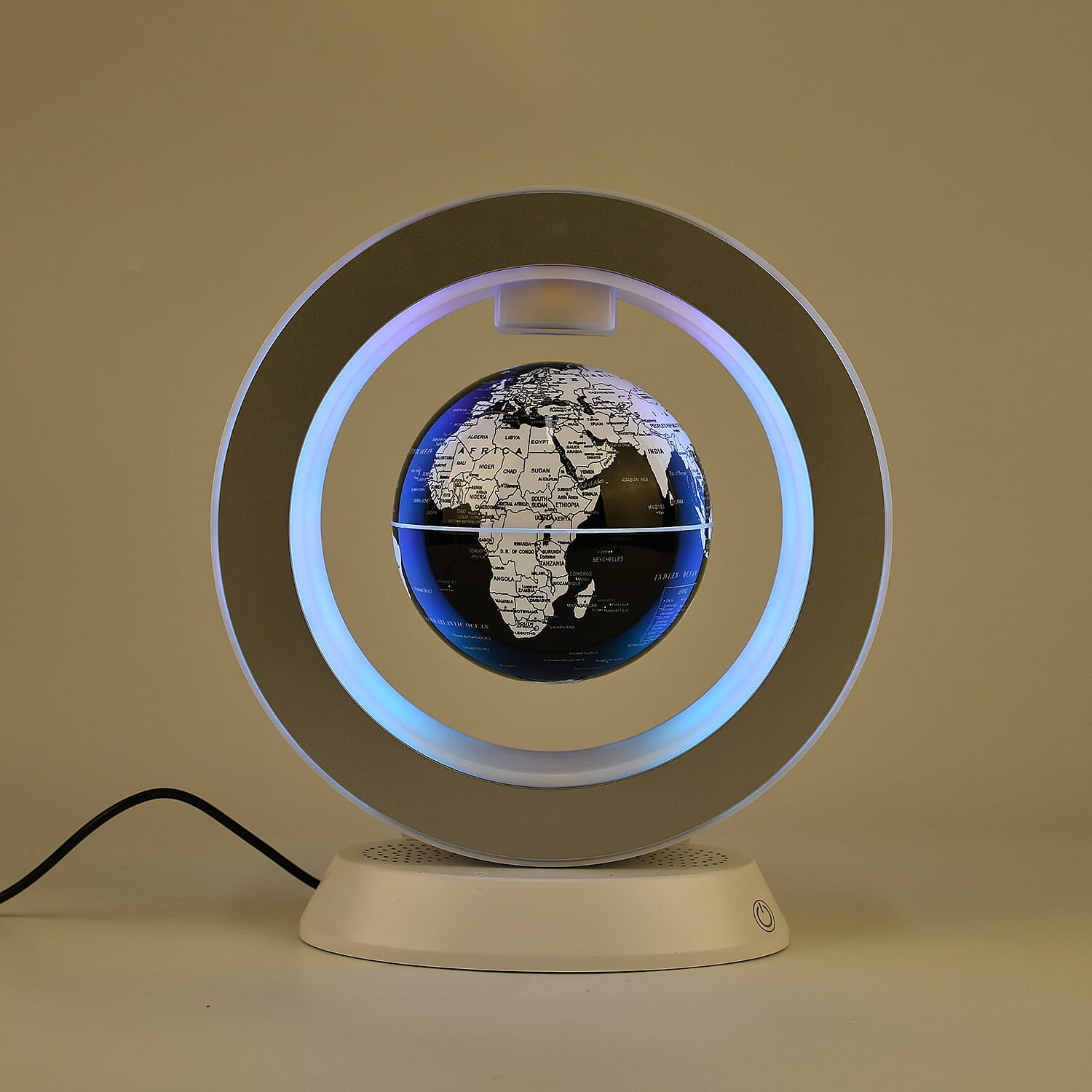 LIVMORE Magnetic Levitation Floating Earth Globe with Bluetooth Speaker - Black & White 24.5x22x10cm