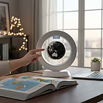 LIVMORE Magnetic Levitation Floating Earth Globe with Bluetooth Speaker - Black & White 24.5x22x10cm