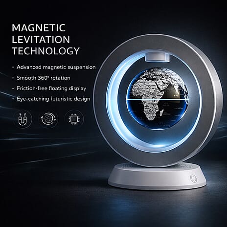 LIVMORE Magnetic Levitation Floating Earth Globe with Bluetooth Speaker - Black & White 24.5x22x10cm