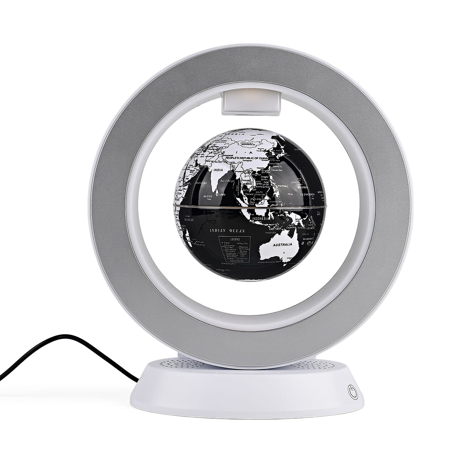 LIVMORE Magnetic Levitation Floating Earth Globe with Bluetooth Speaker - Black & White 24.5x22x10cm